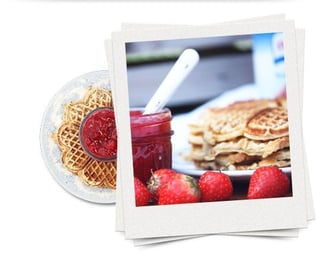 waffles vafler med nyrort syltetoy